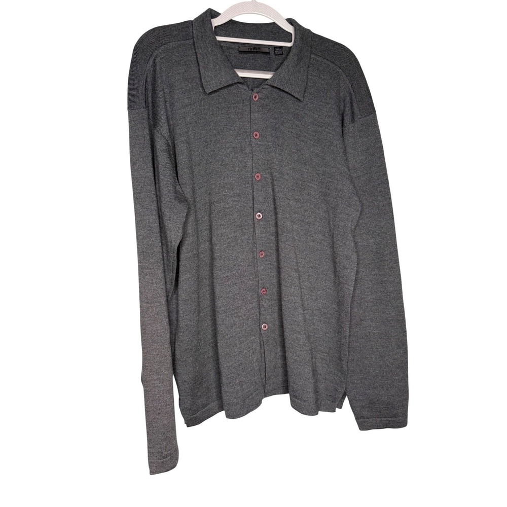 Cullen merino wool button down collared cardigan in grey‎